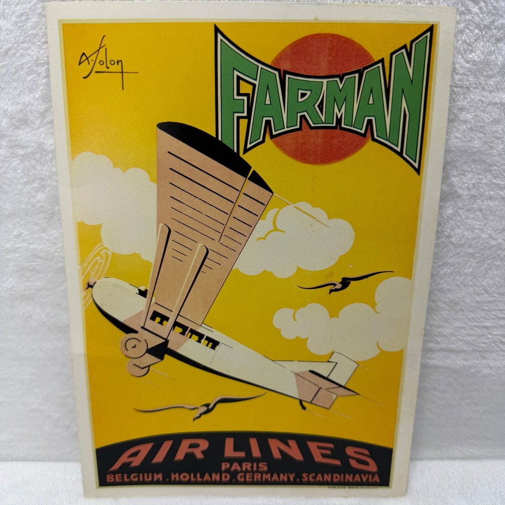 Vintage Farman Air Lines Paris Chicago Boeing 747 Art Deco Aviation Booklet